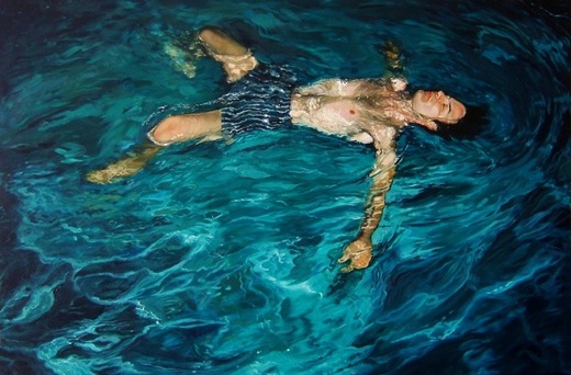 Marco na piscina do André, 2005. Óleo sobre tela. 61 x 94,5 cm